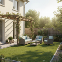 Detail realistické umělé trávy