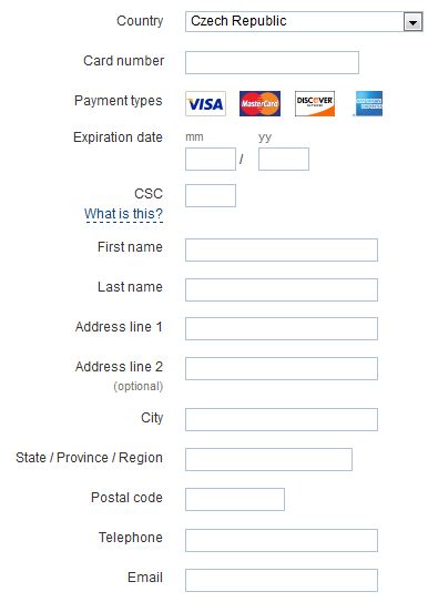 Vyplňte pole v pravé části PayPal