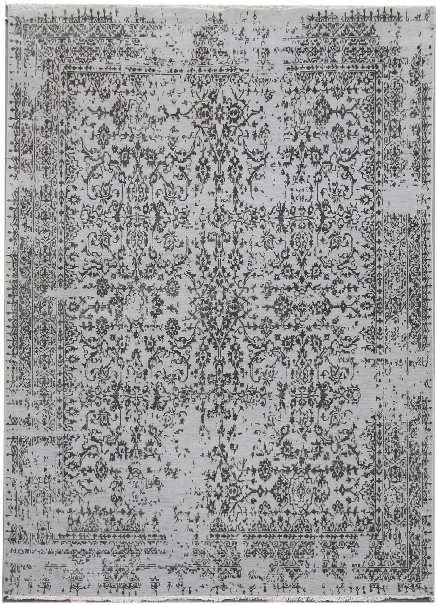 Diamond Carpets koberce Ručně vázaný kusový koberec Diamond DC-JK 1 silver/black - 365x457 cm