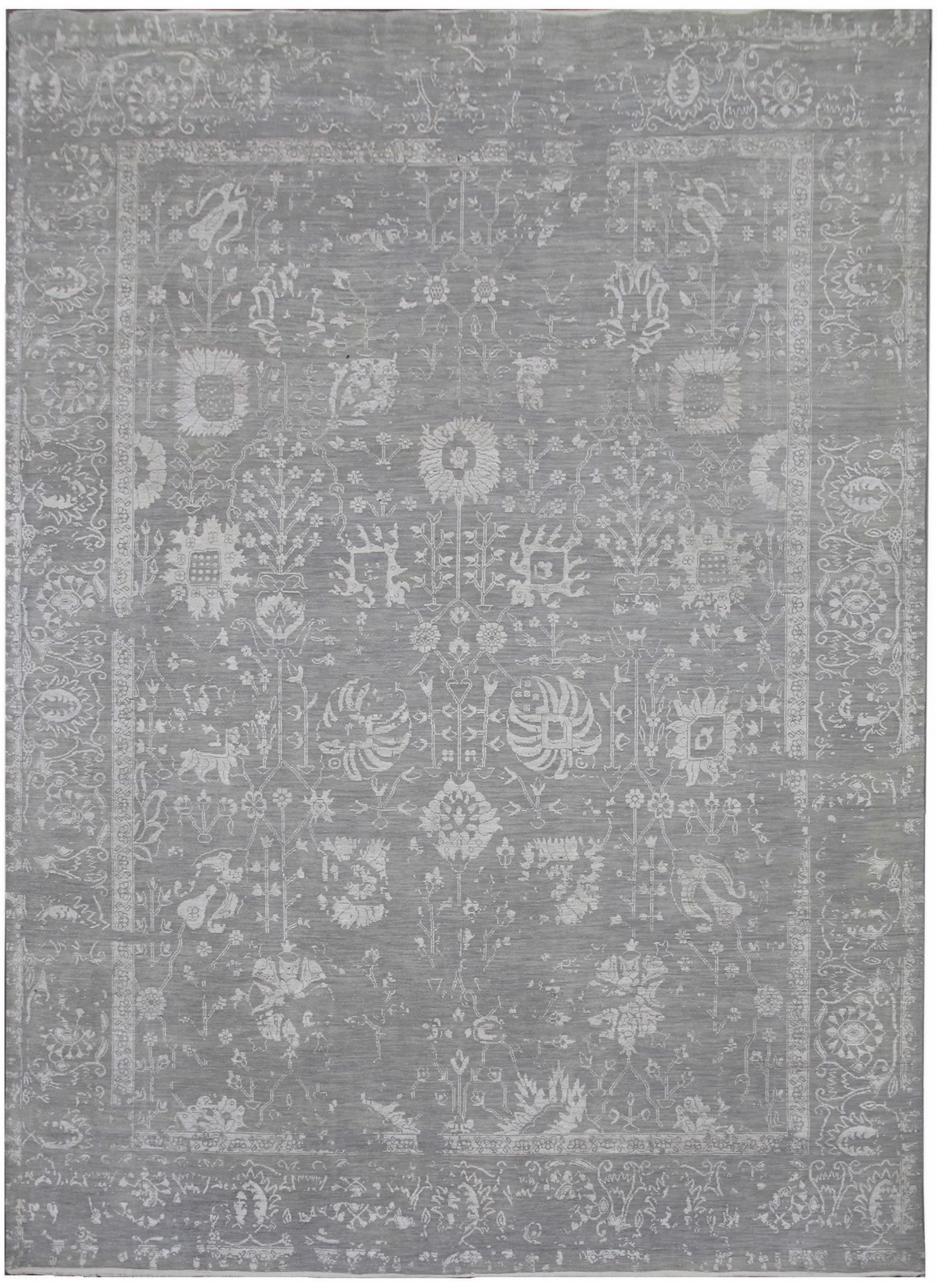 Diamond Carpets koberce Ručně vázaný kusový koberec Diamond DC-VASE 3 Silver/silver - 275x365 cm