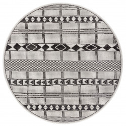 Kusový koberec Flatweave 104852 Black/Cream kruh