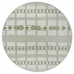Kusový koberec Flatweave 104853 Green/Cream kruh – na ven i na doma