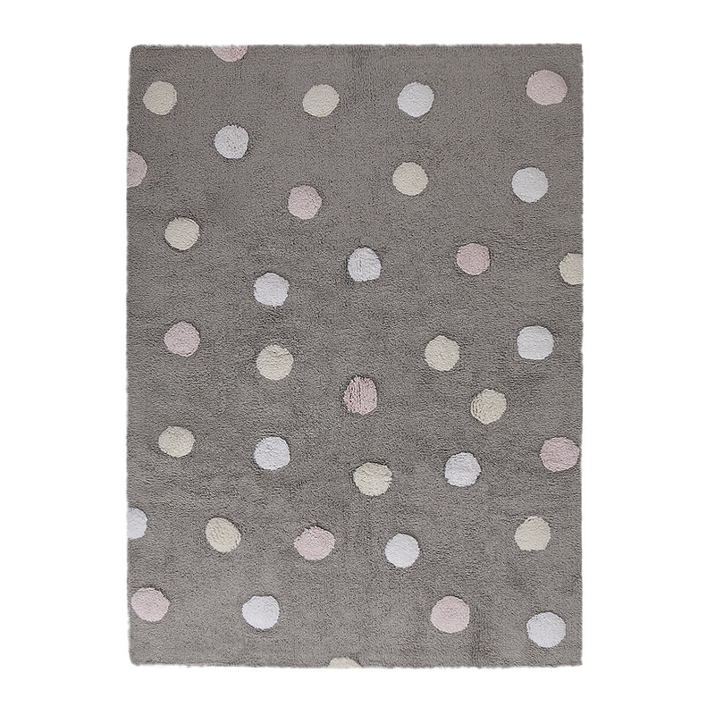 AKCE: 120x160 cm Pro zvířata: Pratelný koberec Tricolor Polka Dots Grey-Pink