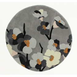 AKCE: 135x135 (průměr) kruh cm Ručně všívaný kusový koberec Infinite Blossom Grey/Ochre kruh