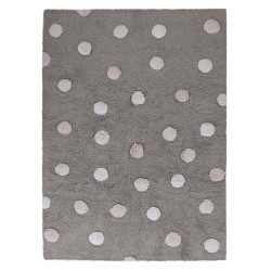 AKCE: 120x160 cm Bio koberec kusový, ručně tkaný Tricolor Polka Dots Grey-Pink