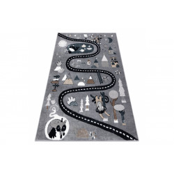 Dětský kusový koberec Fun Route Street animals grey