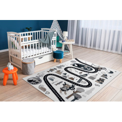 Dětský kusový koberec Fun Route Street animals cream