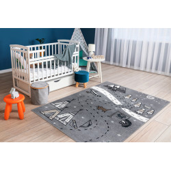 Dětský kusový koberec Fun Indian grey