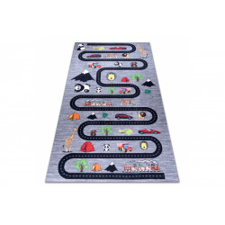 Dětský kusový koberec Bambino 2092 Streets cars anthracite