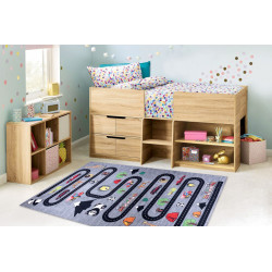 Dětský kusový koberec Bambino 2092 Streets cars anthracite