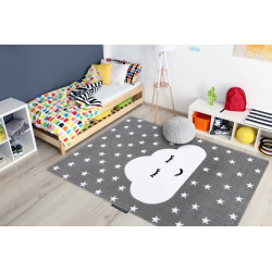 Dětský kusový koberec Petit Cloud stars grey