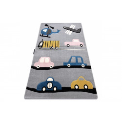 Dětský kusový koberec Petit Toys cars grey