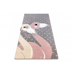 Dětský kusový koberec Petit Flamingos hearts grey