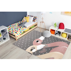 Dětský kusový koberec Petit Flamingos hearts grey