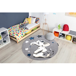 Dětský kusový koberec Petit Elephant stars grey kruh