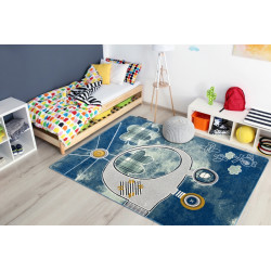Dětský kusový koberec Petit Helicopter blue