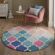 AKCE: 160x160 (průměr) kruh cm Ručně všívaný kusový koberec Illusion Rosella Pink/Blue kruh