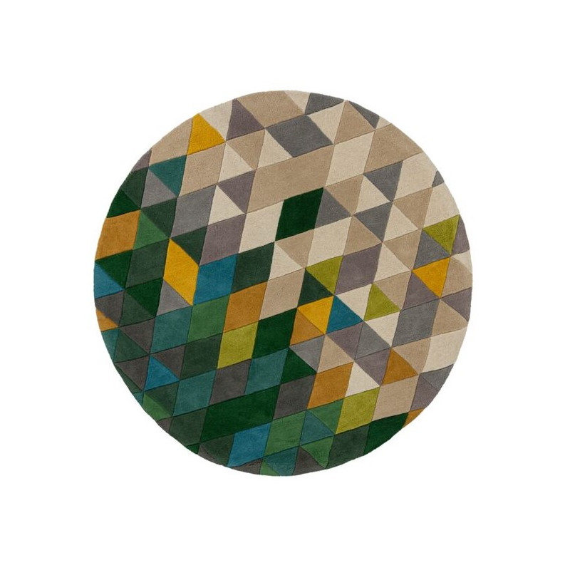 Ručně všívaný kusový koberec Illusion Prism Green/Multi kruh