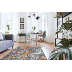 Kusový koberec Botanic 65262 flowers black – na ven i na doma