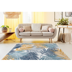 Kusový koberec Cooper Sisal Palm leaves 22258 ecru/navy – na ven i na doma