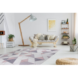 Kusový koberec Sion Sisal Triangles B3006A ecru/pink – na ven i na doma