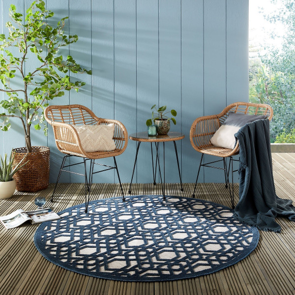 Kusový koberec Piatto Oro Blue kruh – na ven i na doma