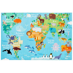 AKCE:POŠKOZENO-Dětský kusový koberec Torino kids 233 WORLD MAP