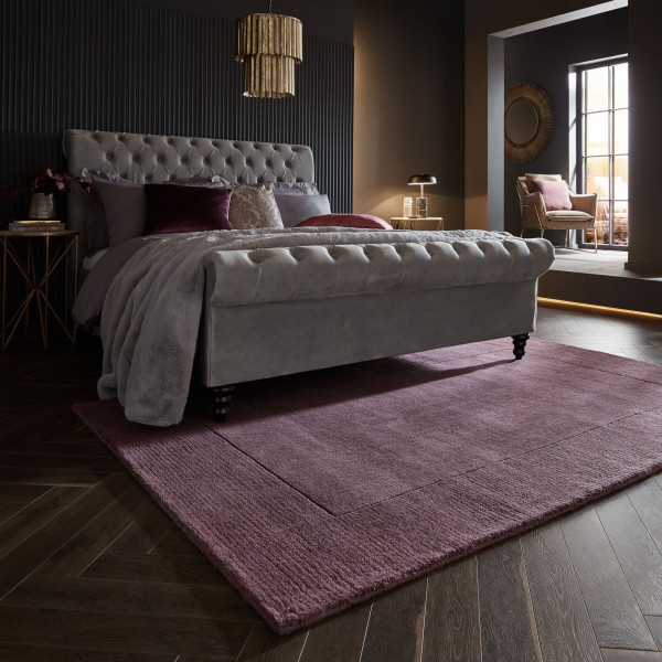 Kusový ručně tkaný koberec Tuscany Textured Wool Border Purple