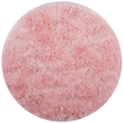 AKCE: 120x120 (průměr) kruh cm Kusový koberec Faux Fur Sheepskin Pink kruh