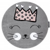DOPRODEJ: 160x160 (průměr) kruh cm Dětský kusový koberec Petit Cat crown grey kruh