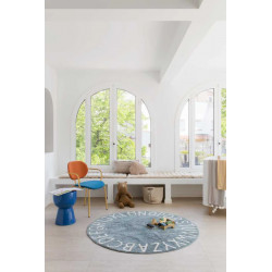 Přírodní koberec, ručně tkaný Round ABC Vintage Blue-Natural