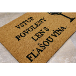 Rohožka Kokos Len s fľašou vína  - na ven i na doma