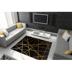 AKCE: 200x290 cm Kusový koberec Gloss 406C 86 geometric black/gold