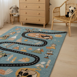 Dětský kusový koberec Fun Route Street animals blue