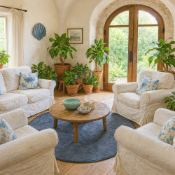 Kusový koberec Velur Ultra tm. modrý kruh