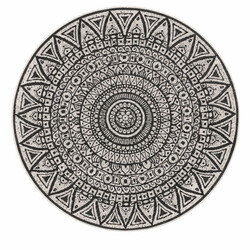 Kusový koberec Mujkoberec Original Nora 104161 Black Creme kruh – na ven i na doma