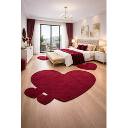 Kusový koberec Eton vínově červený srdce