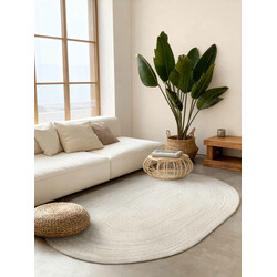 Kusový koberec Jute Braided 106321 White ovál