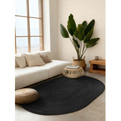 Kusový koberec Jute Braided 106322 Black ovál