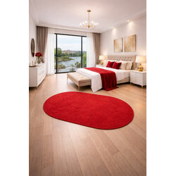 Kusový koberec Eton červený ovál