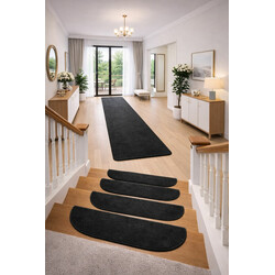 Nášlapy na schody Eton černý půlkruh, samolepící