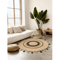 Kusový koberec Jute Braided 106330 Natural Green kruh