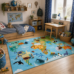 Dětský kusový koberec Torino kids 233 WORLD MAP
