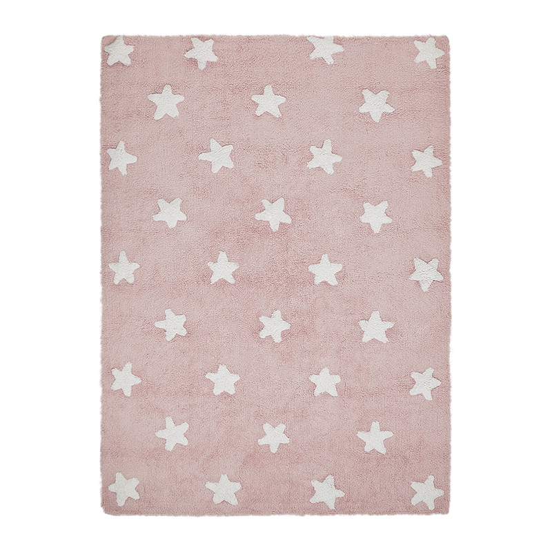 Pratelný, ručně tkaný koberec Stars Pink-White
