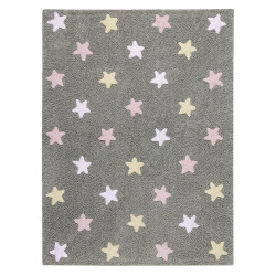 Přírodní koberec, ručně tkaný Tricolor Stars Grey-Pink