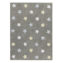 Bio koberec kusový, ručně tkaný Tricolor Stars Grey-Blue