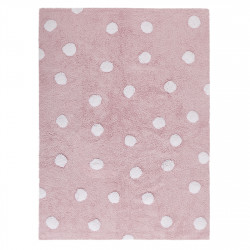 Bio koberec kusový, ručně tkaný Polka Dots Pink-White
