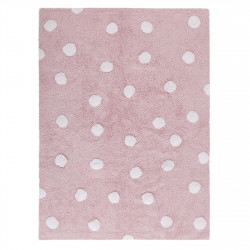Přírodní koberec, ručně tkaný Polka Dots Pink-White