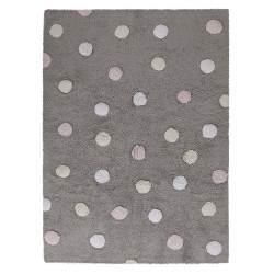 Přírodní koberec, ručně tkaný Tricolor Polka Dots Grey-Pink