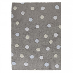 Bio koberec kusový, ručně tkaný Tricolor Polka Dots Grey-Blue